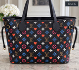 Louis Vuitton Game On Neverfull MM Black Tote + Matching Pouch | Excellent Conditio