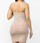 Rhinestone Mesh Mini Dress