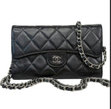 Pre-owned CHANEL Leather Crossbody Bags Black Lambskin Classic Flap Trifold Wallet