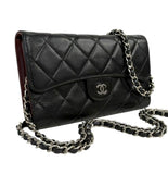 Pre-owned CHANEL Leather Crossbody Bags Black Lambskin Classic Flap Trifold Wallet