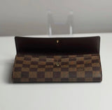 Pre-owned LOUIS VUITTON Canvas Wallet Damier Ebene Portefeuille Sarah Long Wallet