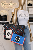Louis Vuitton Game On Neverfull MM Black Tote + Matching Pouch | Excellent Conditio
