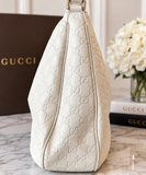 Pre-Owned Gucci Guccissima Medium Hobo Shoulder Bag – White Leather