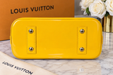 Authentic Louis Vuitton Alma BB Yellow Monogram Vernis Patent Leather Handbag