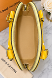 Authentic Louis Vuitton Alma BB Yellow Monogram Vernis Patent Leather Handbag