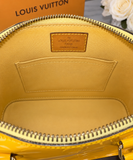 Authentic Louis Vuitton Alma BB Yellow Monogram Vernis Patent Leather Handbag