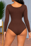 Split Neck Solid Bodysuit