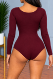 Split Neck Solid Bodysuit