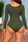 Split Neck Solid Bodysuit