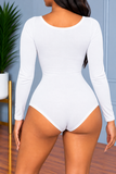 Split Neck Solid Bodysuit