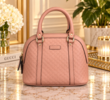 Pre-owned GUCCI Leather tote bags Gg Charm Dome Bag Guccissima Pink (hd1024m0)