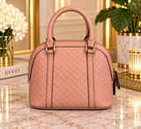 Pre-owned GUCCI Leather tote bags Gg Charm Dome Bag Guccissima Pink (hd1024m0)