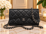 Pre-owned CHANEL Leather Crossbody Bags Black Lambskin Classic Flap Trifold Wallet
