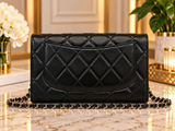 Pre-owned CHANEL Leather Crossbody Bags Black Lambskin Classic Flap Trifold Wallet