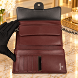Pre-owned CHANEL Leather Crossbody Bags Black Lambskin Classic Flap Trifold Wallet