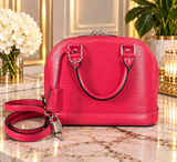 Authentic Louis Vuitton Alma BB Grenade Pink Epi Leather Crossbody Handbag