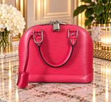 Authentic Louis Vuitton Alma BB Grenade Pink Epi Leather Crossbody Handbag